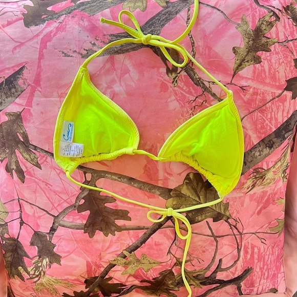 california waves neon yellow triangle bikini top - Picture 1 of 8